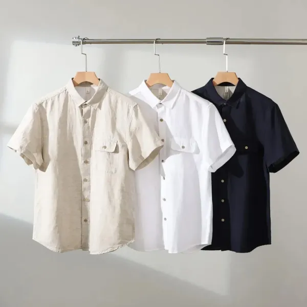 Design Short-Sleeve Button-Up Shirt White - 2
