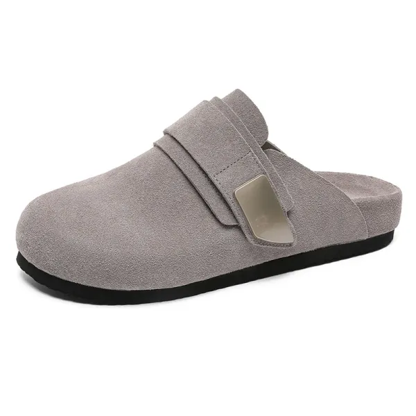 Design Suede Clog Slipper Gray Casual Shoes - 1