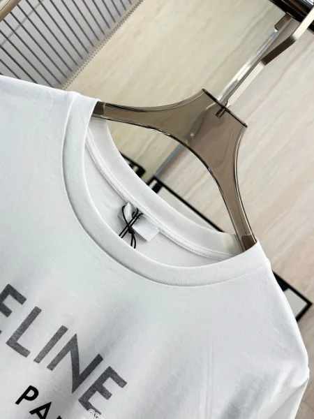 Celine Paris Logo Print White T-Shirt - 7
