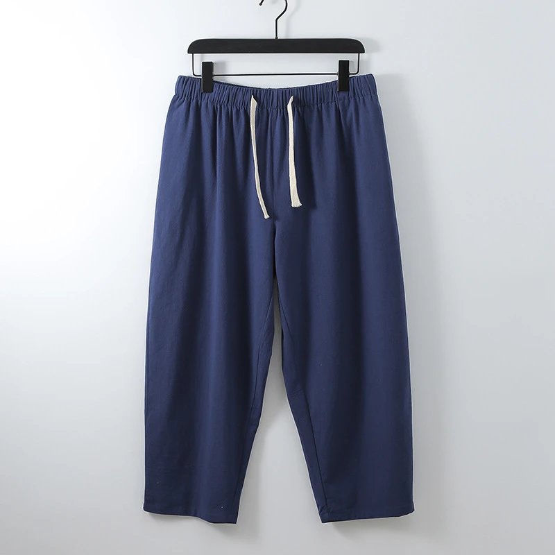 Design Kimono-Style Wrap Top and Drawstring Pants Set Navy - 18