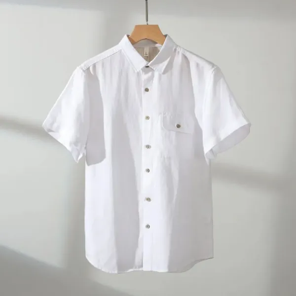 Design Short-Sleeve Button-Up Shirt White - 10