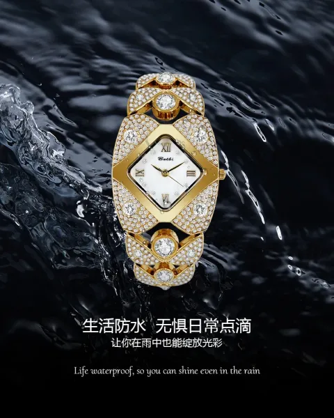 Design BELBI Diamond-Encrusted Gold-Tone Quartz Watch Watches - 8