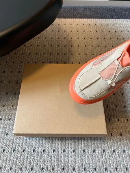 Design Chunky Platform Slip-On Sneakers Orange Beige - 23