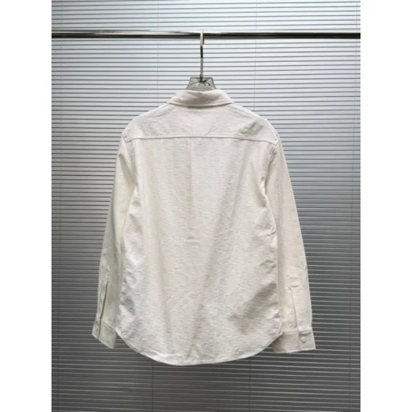 Design Stand-Up Collar Shirt White Cotton Tops.shirt - 1