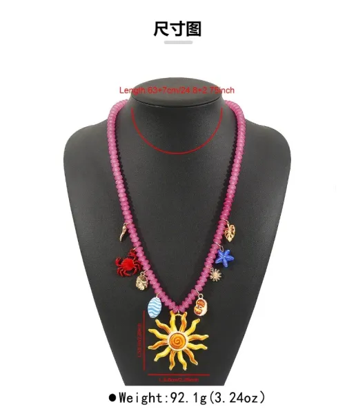 Design Charm Necklace Multicolor Seafood & Shell Pendant Necklace Jewelry - 5