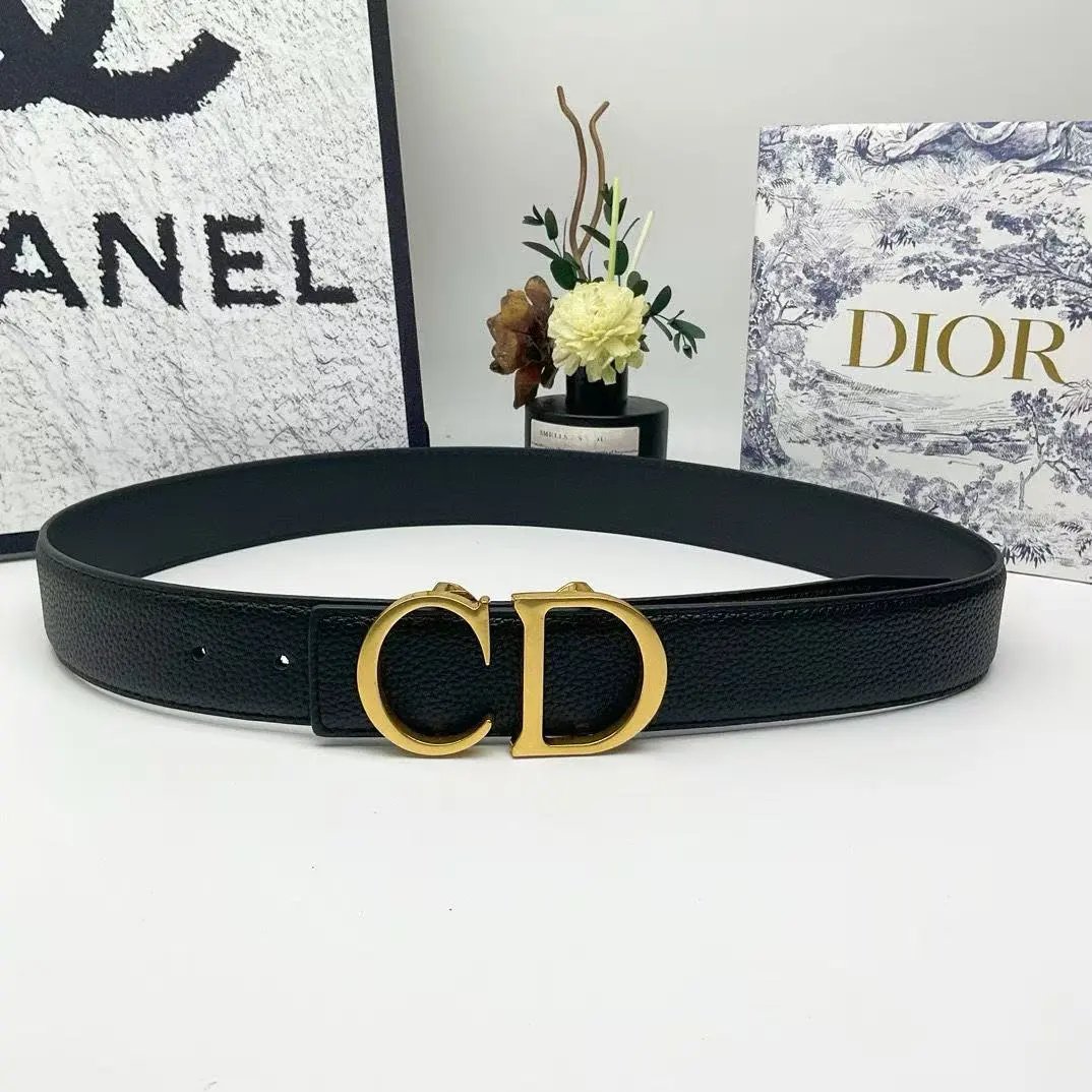 Dior CD Logo Belt Black Leather Belt