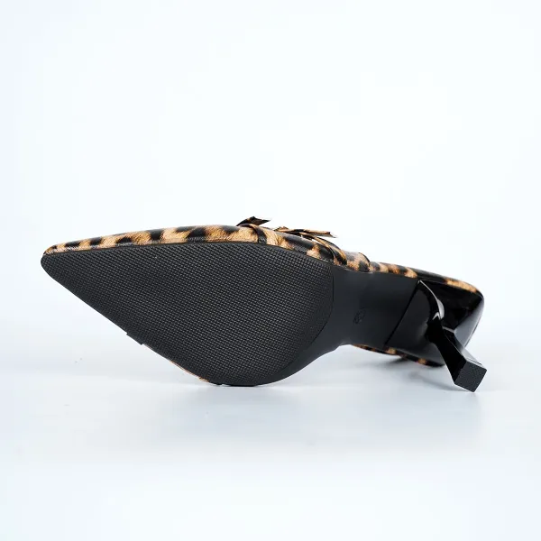 Design Leopard Print Slingback Stiletto Heels - 12