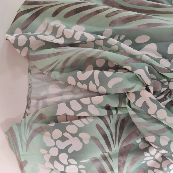 Design Wrap Dress with Abstract Print Green Multicolor Dress - 12