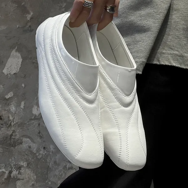 Maison Margiela Tabi Loafers White Leather Slip-On Shoes - 1