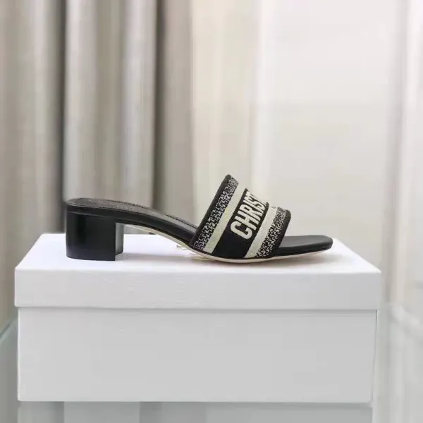 Dior J'Adior Slide Black and White Oblique Strap Mule Sandals Slippers - 1