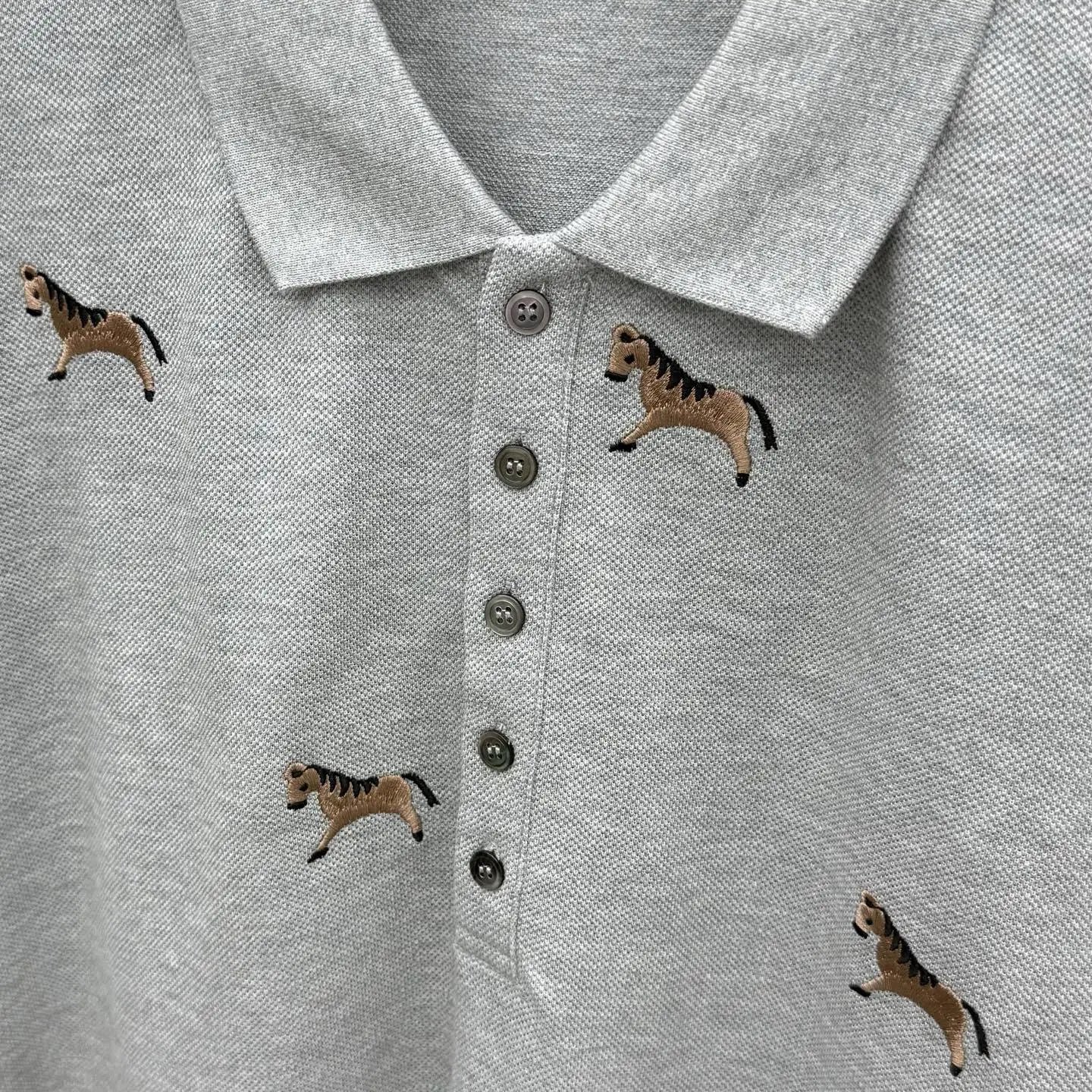Thom Browne Horse-Embroidered Gray Piqué Polo Polo Shirt - 26