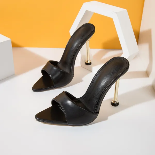 Design Metallic Blue Open-Toe Mule Heels - 29