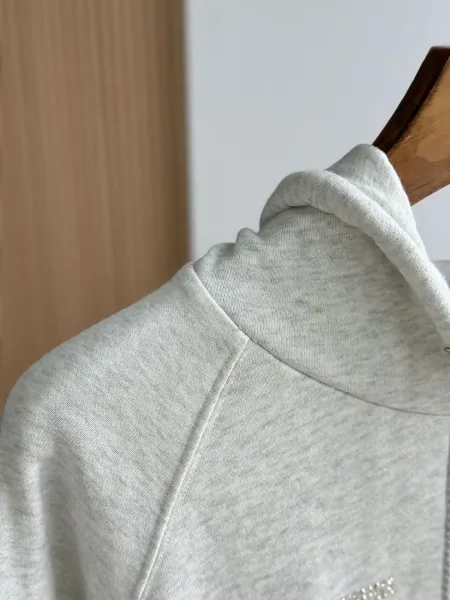 Valentino V Logo Crystal-Embellished Gray Hoodie - 12