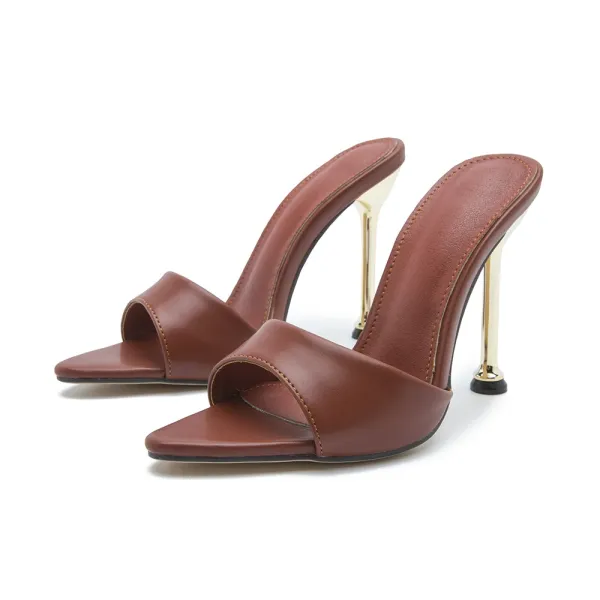 Design Metallic Blue Open-Toe Mule Heels - 35