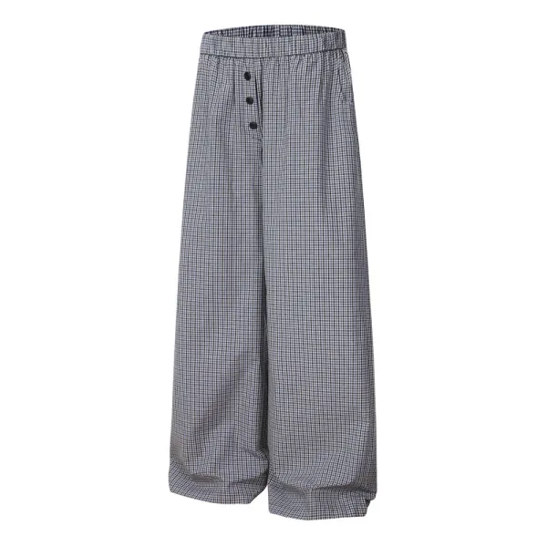 Design Gingham Wide-Leg Pants Gray - 4