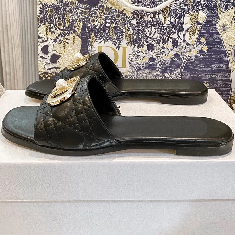 Dior J'Adior Slide Beige Quilted Leather Slippers - 8