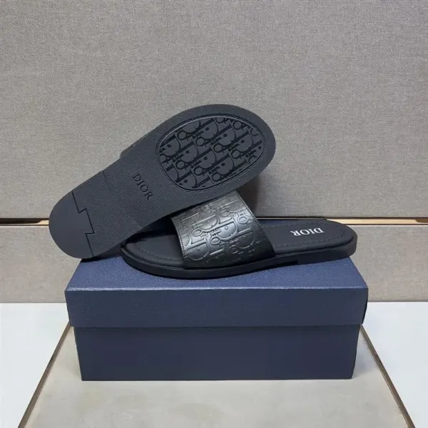 Dior Oblique Logo Slide Sandals Black Slippers - 30