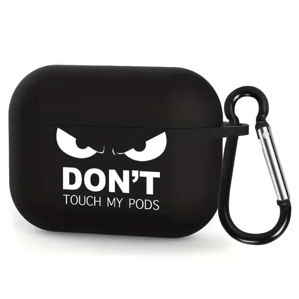 Design 'Don't Touch My Pods' Black Silicone AirPods Case with Carabiner Electronics - 7