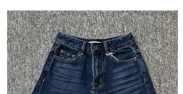 Design High-Waisted Wide-Leg Denim Shorts Navy - 6