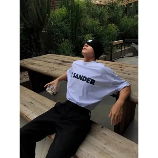 Jil Sander Logo Print Oversized T-Shirt Navy - 18