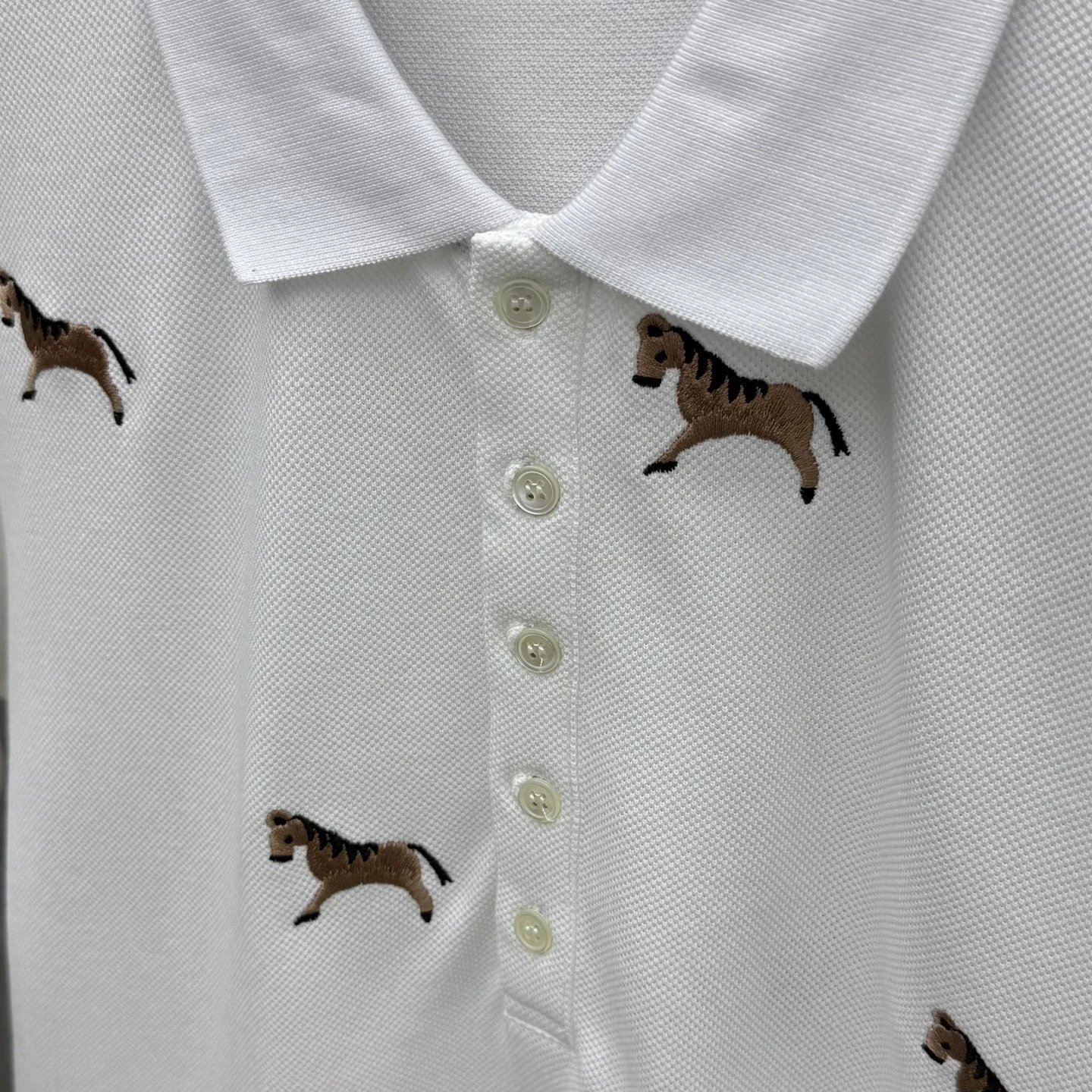 Thom Browne Horse-Embroidered Gray Piqué Polo Polo Shirt - 34