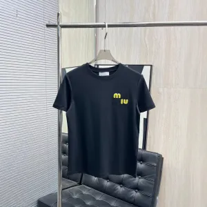 Miu Miu Embroidered Logo Black T-Shirt