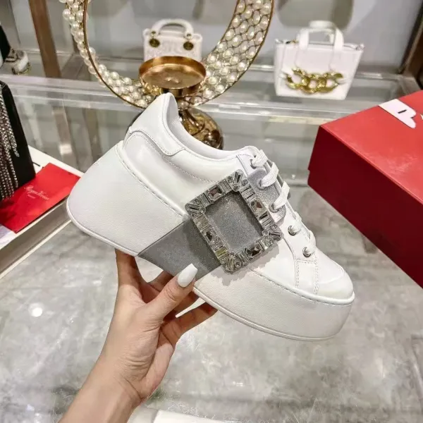 Valentino Garavani Rockstud Spike Buckle Platform Sneakers White Chunky Sneakers - 1