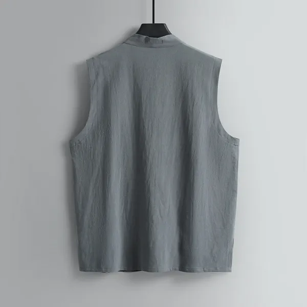 Design Linen-Blend Wrap Vest White - 8