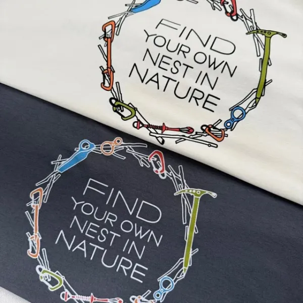Design Mont-bell Find Your Own Nest in Nature Long Sleeve T-Shirt Beige and Gray T-Shirts - 28