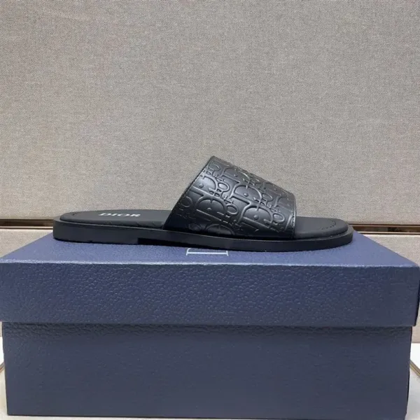 Dior Oblique Logo Slide Sandals Black Slippers - 32