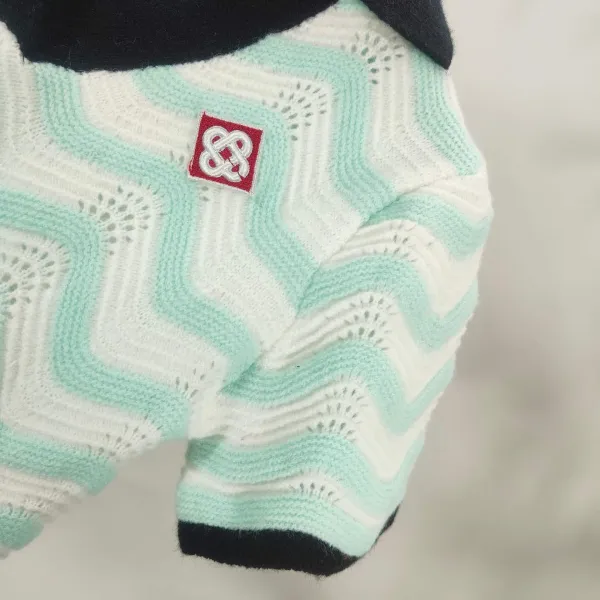 Design Chevron Knit Polo Set Mint Green and White - 8