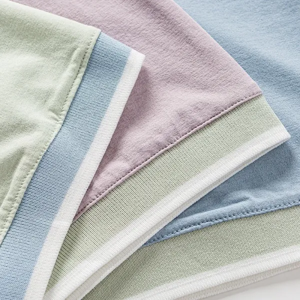 Design Half-Zip Polo Shirt in Mint Green with Light Blue Trim Tops Polo - 14