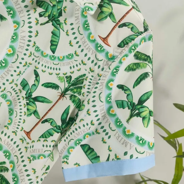 Amiri Palm Tree Print Short-Sleeve Shirt and Shorts Set White Green - 8