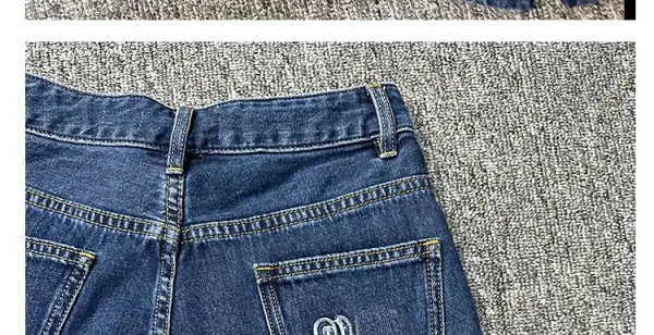 Design High-Waisted Wide-Leg Denim Shorts Navy - 21