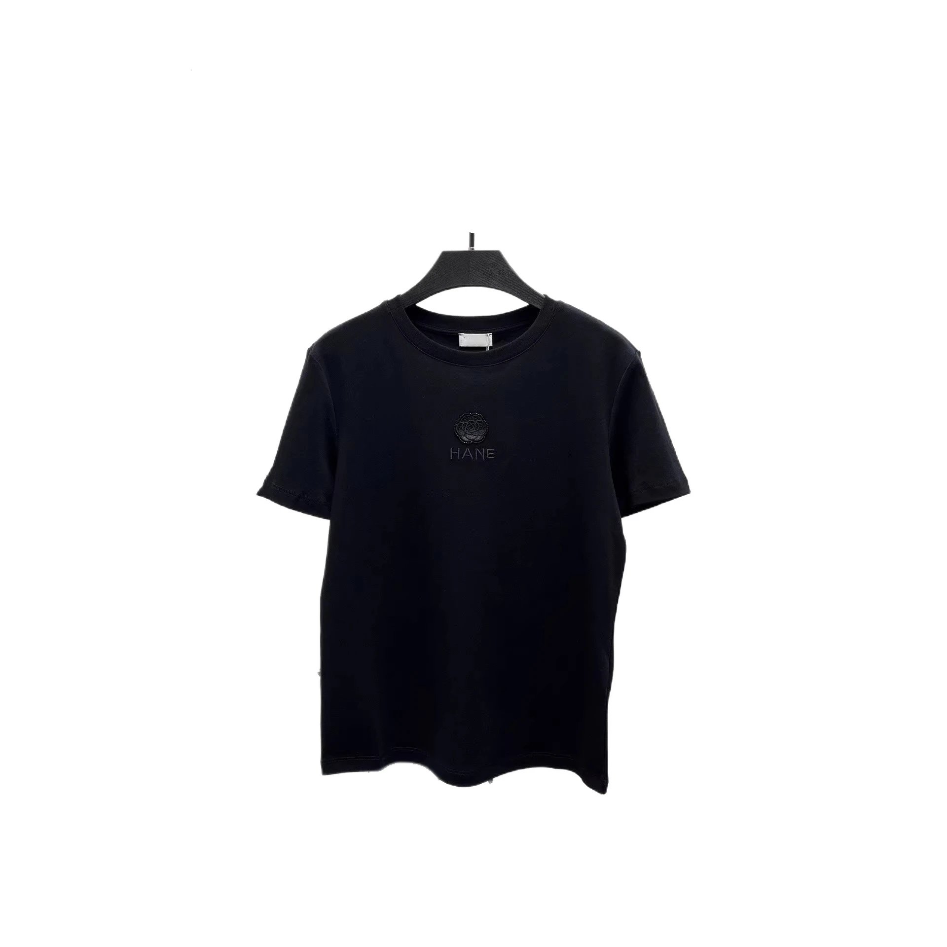 HANE Embroidered Rose White Classic Crewneck T-Shirt