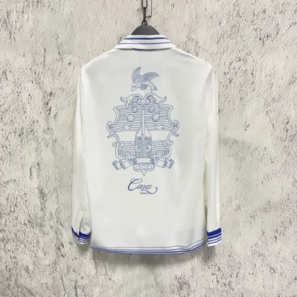 Casablanca Tennis Shirt White with Navy Stripes Shirt - 4