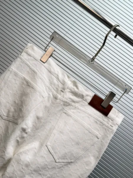 Design Textured Cotton Shirt and Wide-Leg Pants Set White - 15