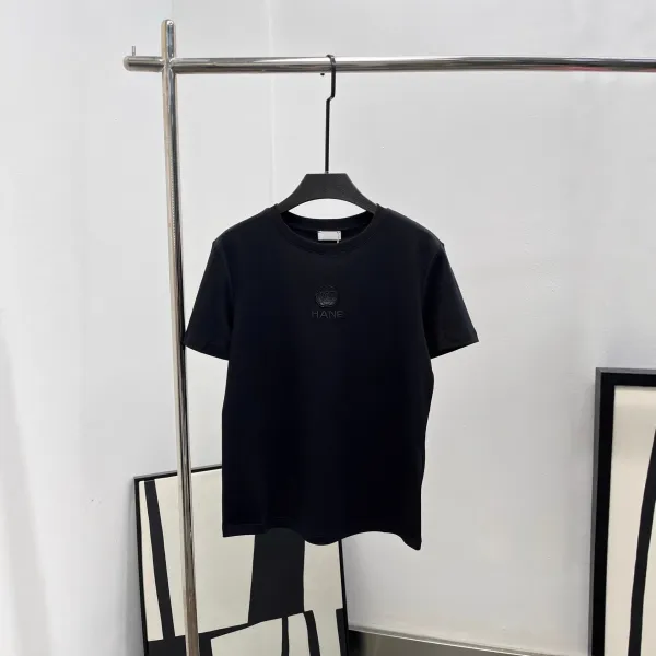 HANE Embroidered Rose Logo Black T-Shirt - 1