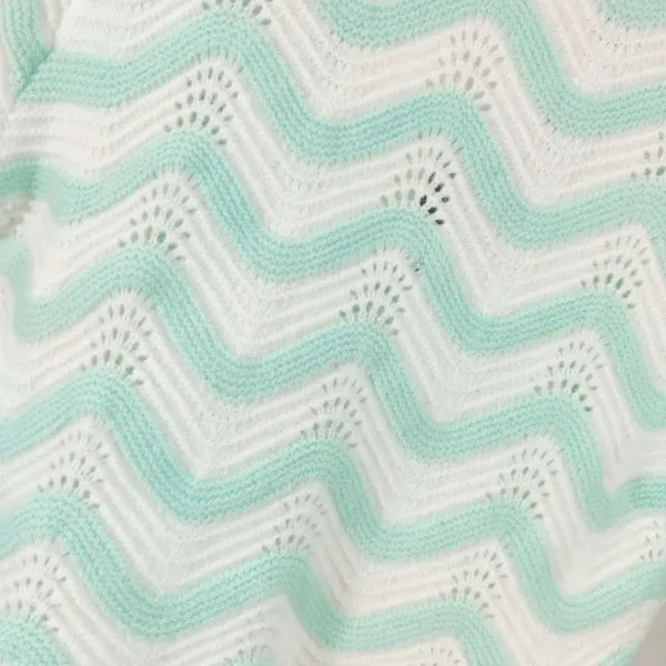Design Chevron Knit Polo Set Mint Green and White - 10