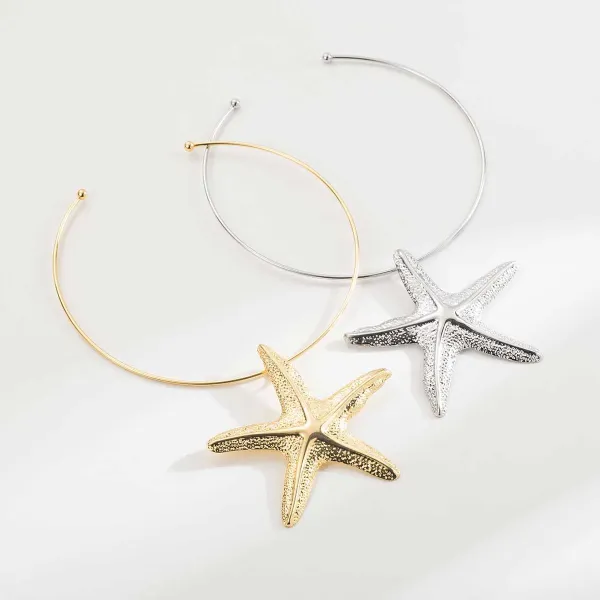 Design Starfish Pendant Necklace with Red Resin Beads Jewelry - 30
