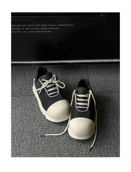 Design 1726 Black Canvas Toe Cap Sneakers Chunky Sneakers - 5