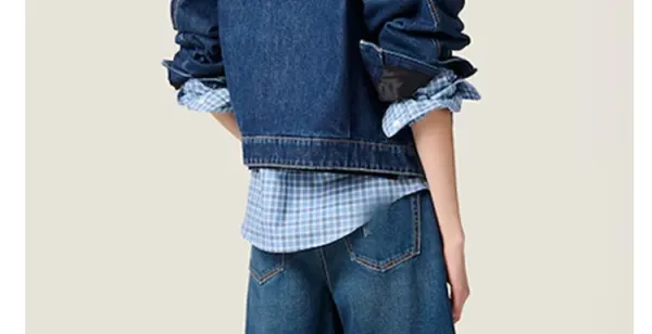 Design High-Waisted Wide-Leg Denim Shorts Navy - 30