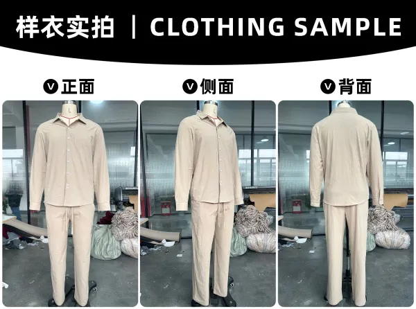 Design Linen Shirt and Drawstring Pants Set White Casual Set - 8