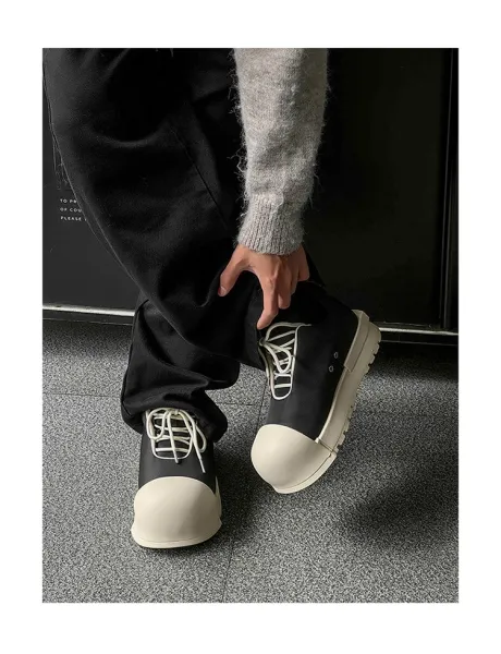 Design 1726 Black Canvas Toe Cap Sneakers Chunky Sneakers - 7