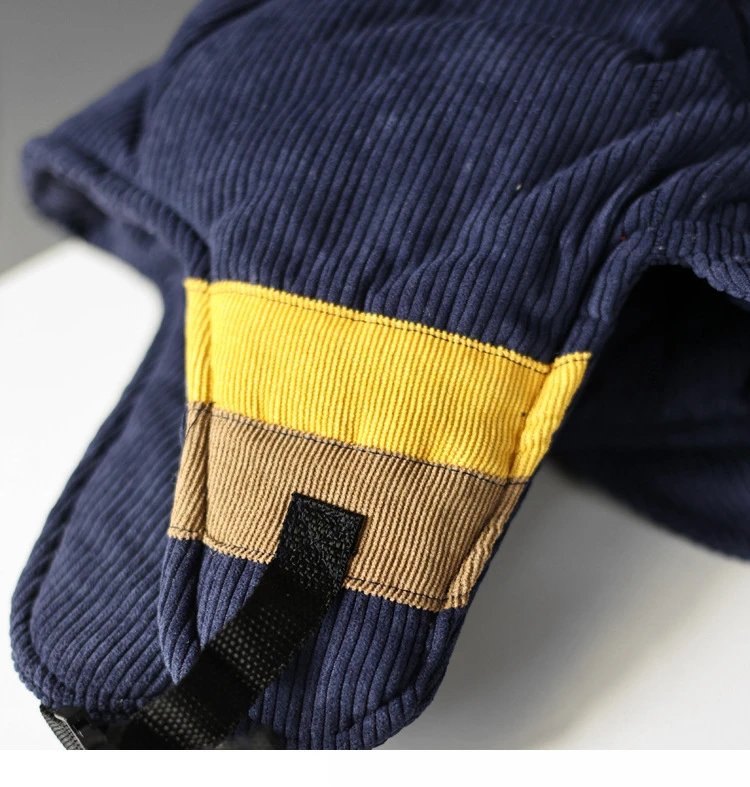 Diesel Trapper Hat Brown Corduroy with Yellow Black Trim - 13