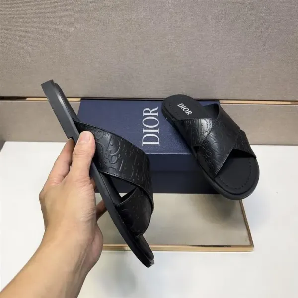 Dior Oblique Logo Slide Sandals Black Slippers - 41