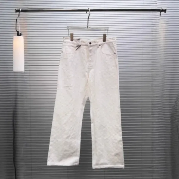 Design Textured Cotton Shirt and Wide-Leg Pants Set White - 6