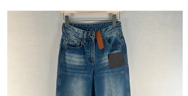 Design Wide-Leg Patchwork Denim Jeans Blue - 7
