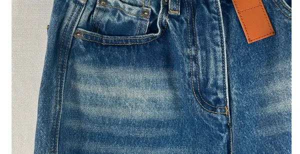Design Wide-Leg Patchwork Denim Jeans Blue - 12