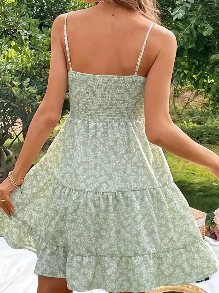 Design Floral Tiered Midi Dress in Mint Green - 4